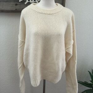 Tory Burch Eva Cream Crew Neck Wool blend Sweater‎ Ladies Large
